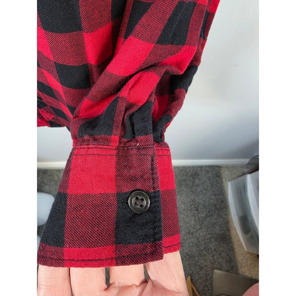 Eddie Bauer Women's XS Red Black Buffalo Plaid Flannel Shirt Long Sleeve /B60 - Picture 5 of 7